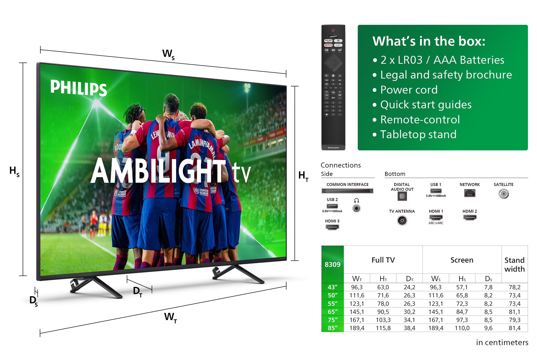 Philips 8000 series 50PUS8309/12 tv 127 cm (50") 4K Ultra HD Smart TV Wifi Zwart 350 cd/m²
