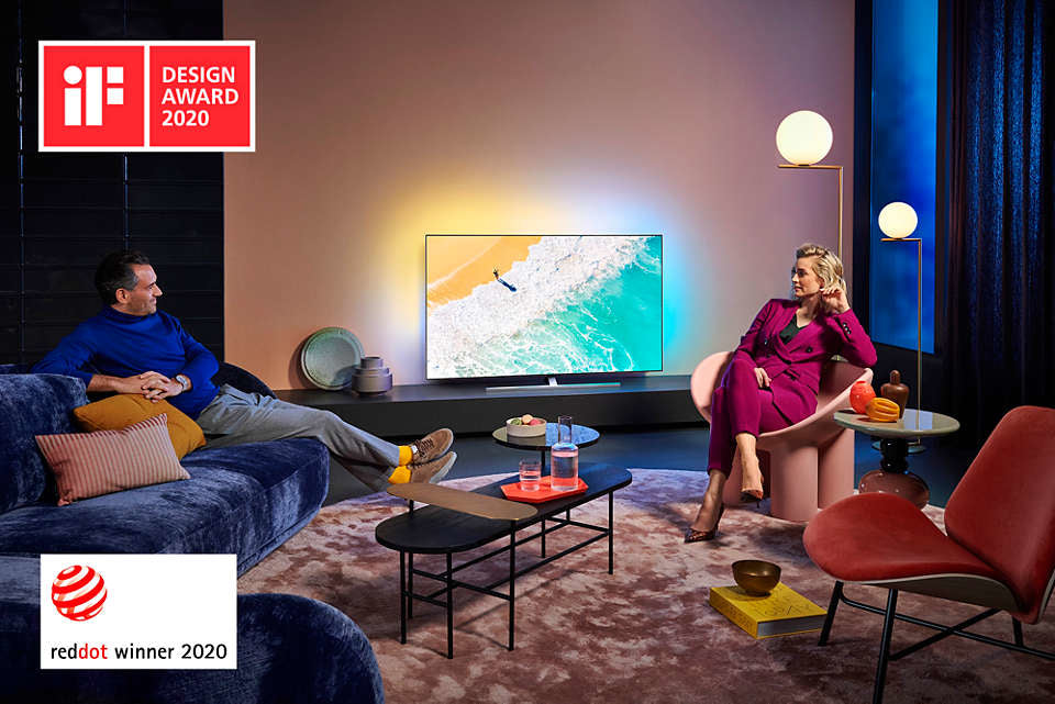 Philips 55OLED855/12 tv 139,7 cm (55") 4K Ultra HD Smart TV Wifi Zwart, Zilver