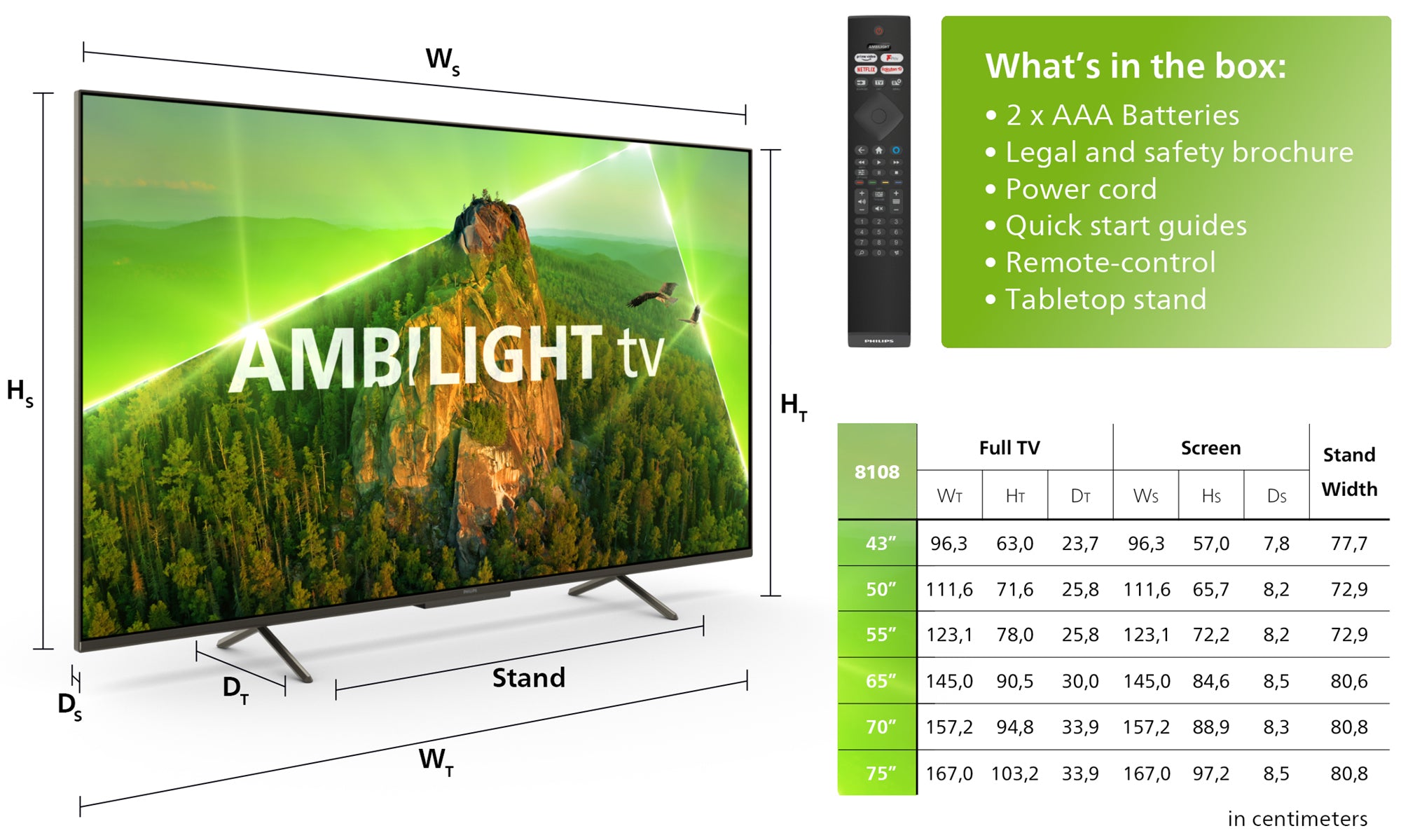 Philips 8100 series 65PUS8108/12 tv 165,1 cm (65") 4K Ultra HD Smart TV Wifi Zwart 350 cd/m²